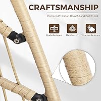 Vista 7 de NICESOUL Acogedora silla colgante con soporte para interiores y exteriores, silla columpio de mimbre para patio con cojín y patas doradas, 350