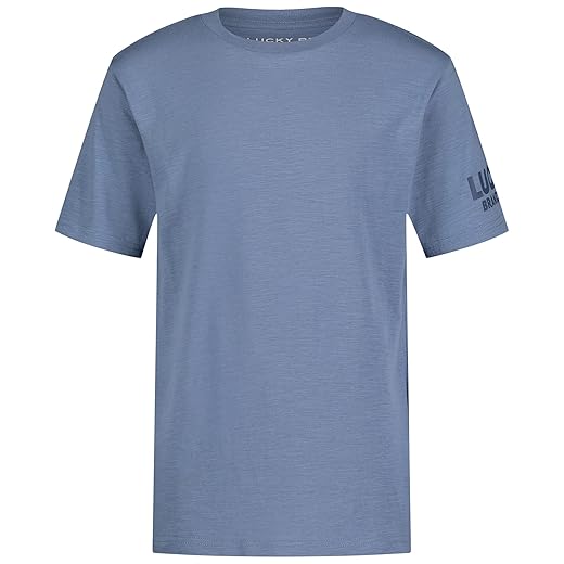 Lucky Brand Boys' Short Sleeve Graphic Crew Neck T-Shirt, Soft, Comfortable, Relaxed Fit