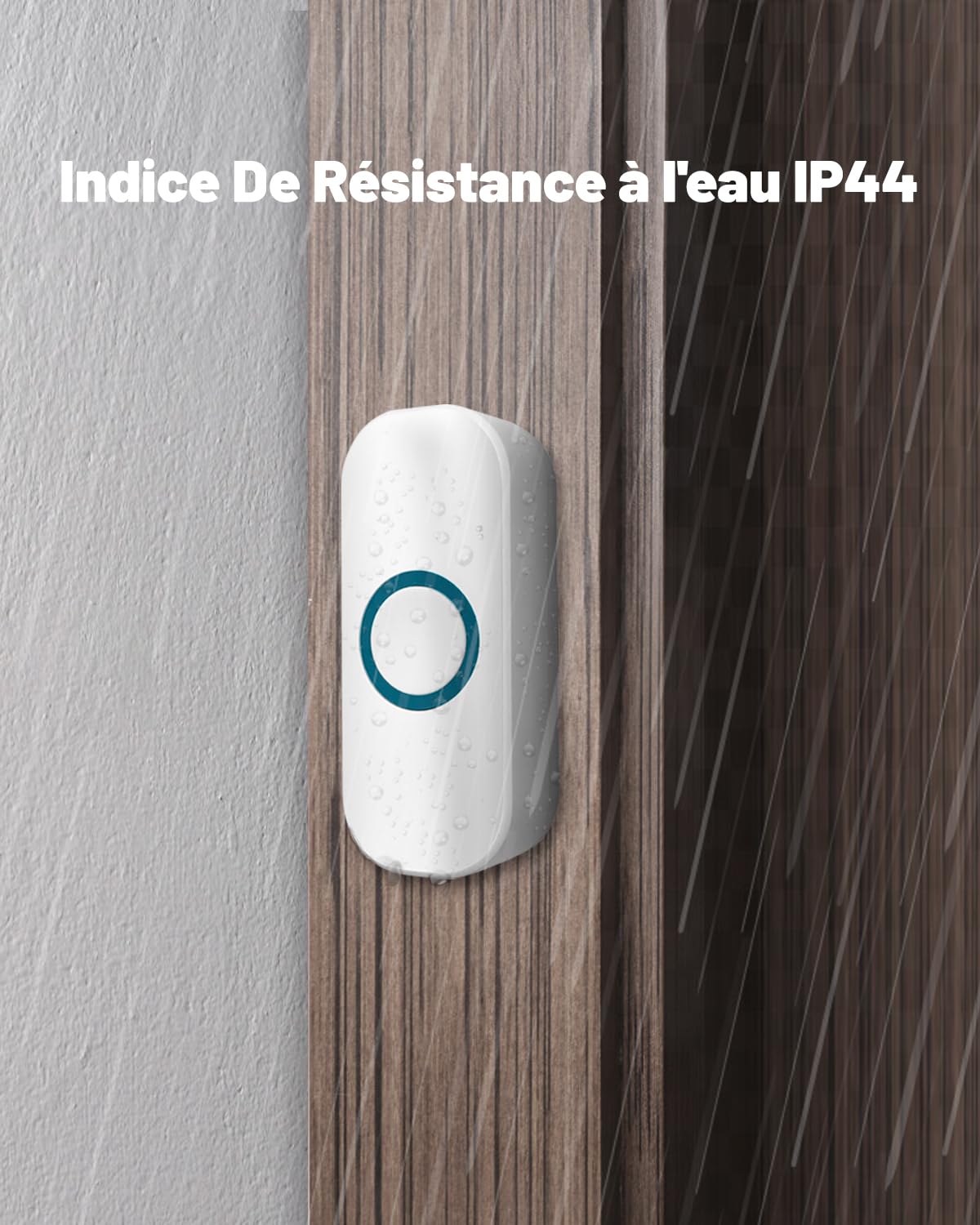 Jeatone Campanello Senza Fili da Esterno Impermeabile IP44,Portata 150M,4 Livelli Volume 32 Melodie,Campanello Wireless Esterno per Casa, Ufficio,Indicatori LED,1 Trasmettitore Pulsante e 1 Ricevitore