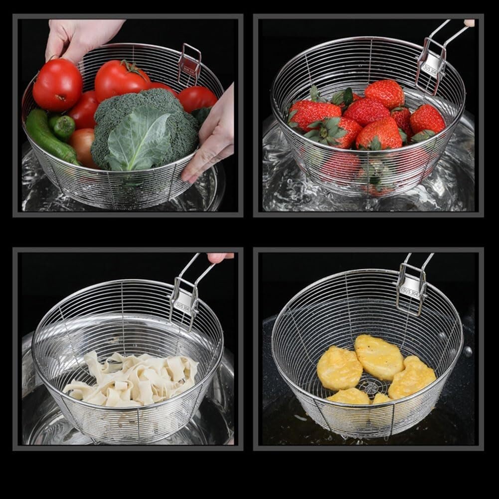 Cestini per Alimenti Famiglia Cestello for friggitrice in Acciaio Inossidabile for friggere e servire Alimenti VFry Cestello Friggitrice(9.84in)