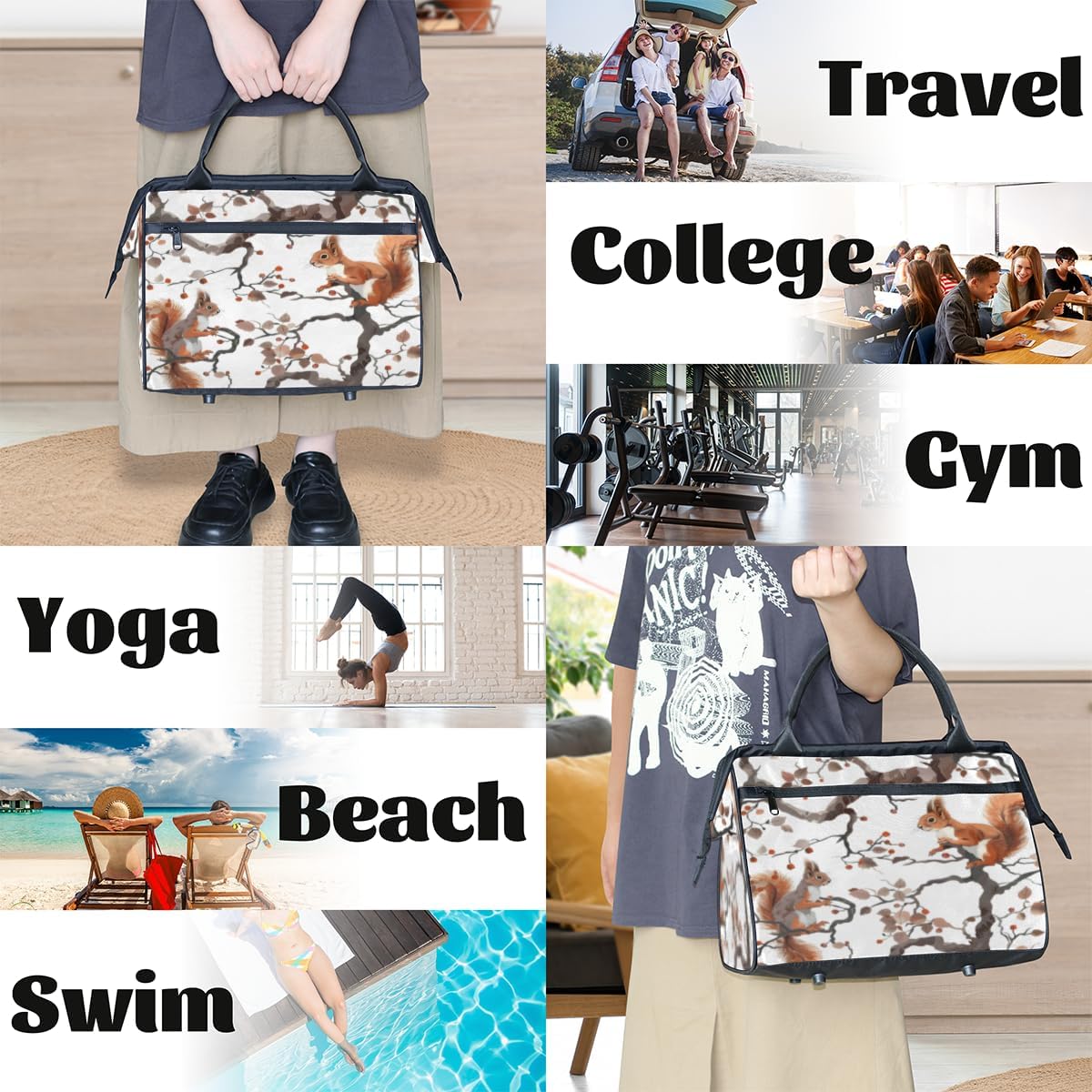 Tote Bag for Women with Zipper, Lightweight Travel Tote Bag Large Shoulder Bag Handbag for Work, Gym