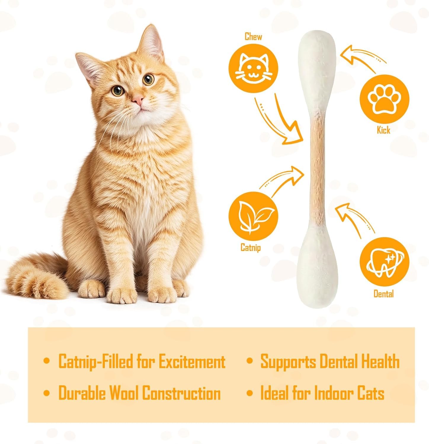 6 sztuk Giant Q Tip Cat Toy with Premium Catnip, interactive Cotton Swab Cat Kicker Toy for Indoor Cat, Soft Plush Teething Chew Sticks for Boredom Relief and Exercise