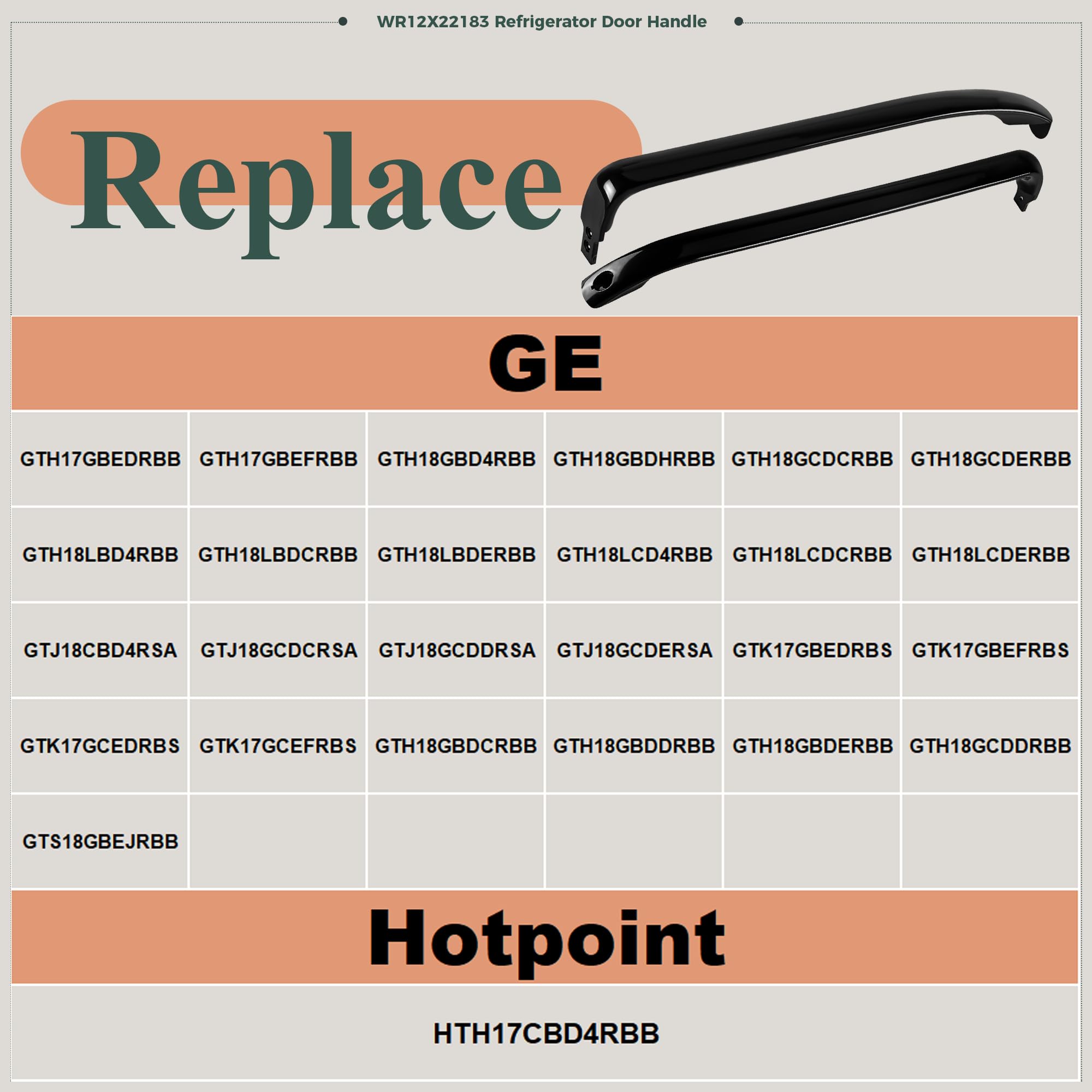 GE Door Handle Kit For GTH18GCDDRBB, GTH18GCDERBB, GTH18LCDCRBB, GTJ18GCDERSA – New