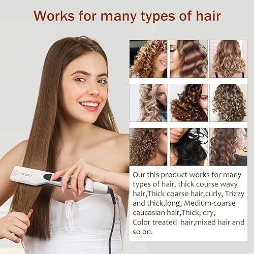 Miniatura 4 de MKBOO Plancha de pelo con vapor profesional de salón Nano Titanium de cerámica de vapor con peine removibleLCD digital 5 niveles de temperatura