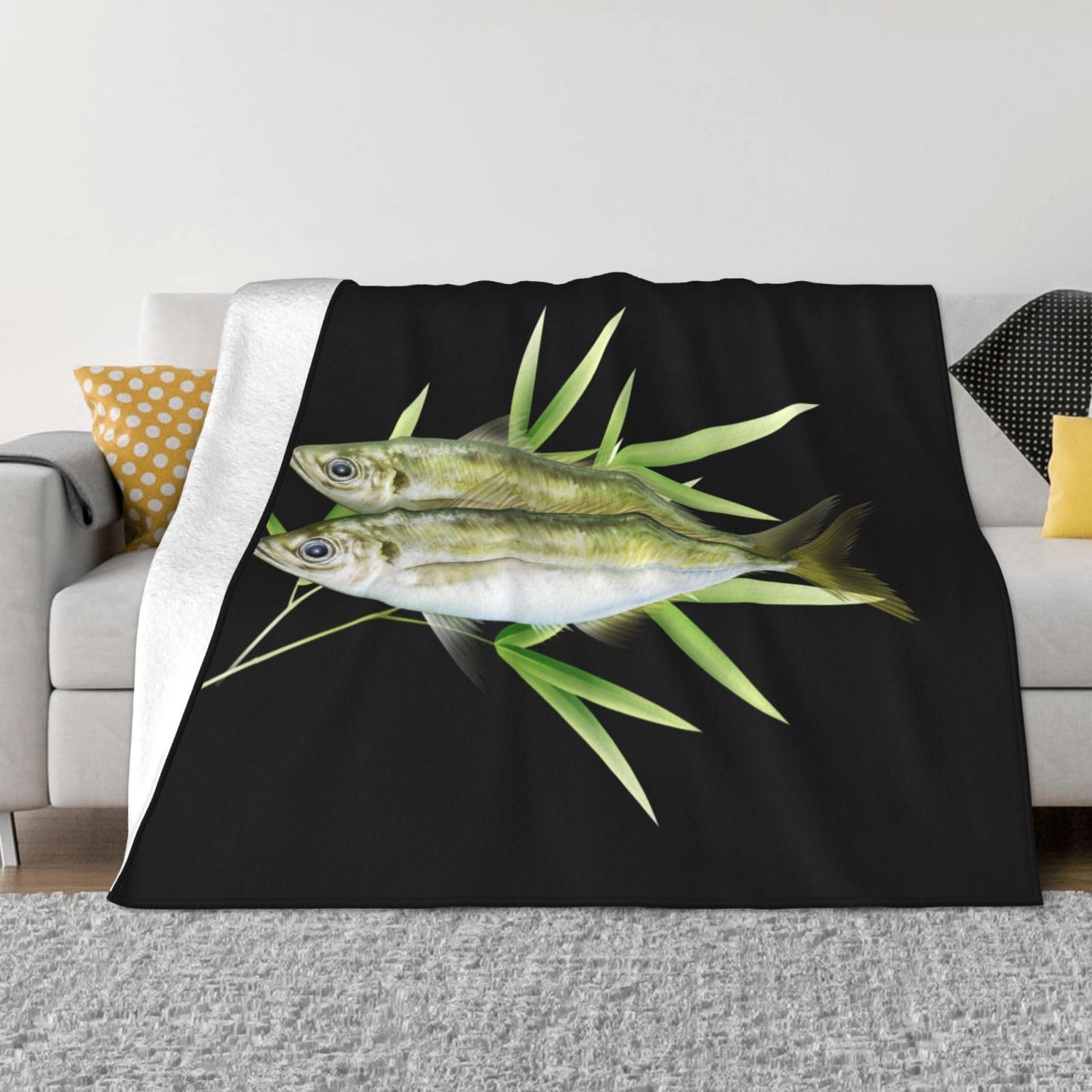 Amazon｜毛布 シングル 二匹のアジ 鯵 魚 膝掛け ブランケット