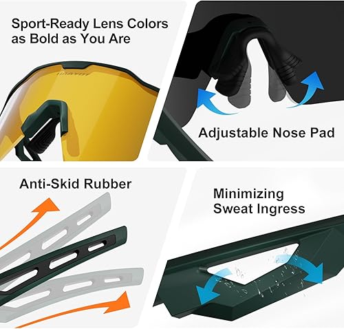 Miniatura 6 de HAAYOT Gafas de sol deportivas polarizadas para hombres y mujeres, jóvenes, béisbol, ciclismo, correr, softbol, ciclismo, 5 lentes