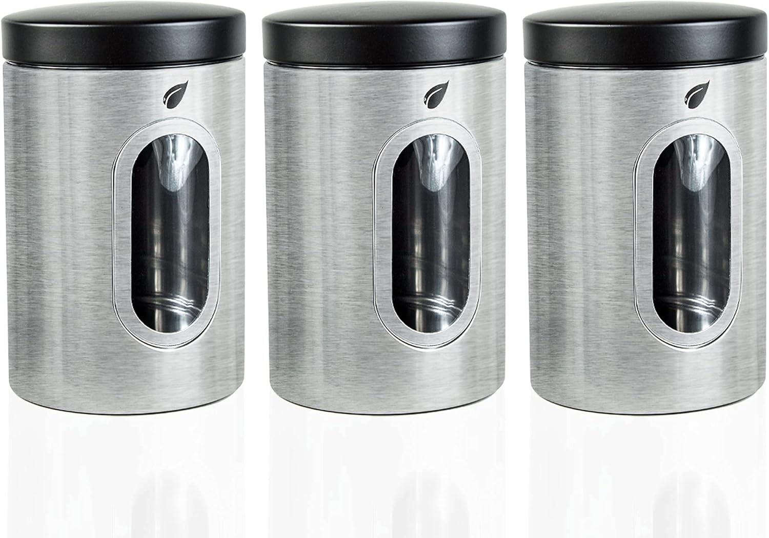 Stainless Kitchen Canisters - Modern Kitchen Decoration of Canister Set with Multiple Preservation Purposes by Tight Sealed Lids, Good for Wedding Gifts Kitchen Canisters Set of 3(SC-001) Thumbnail