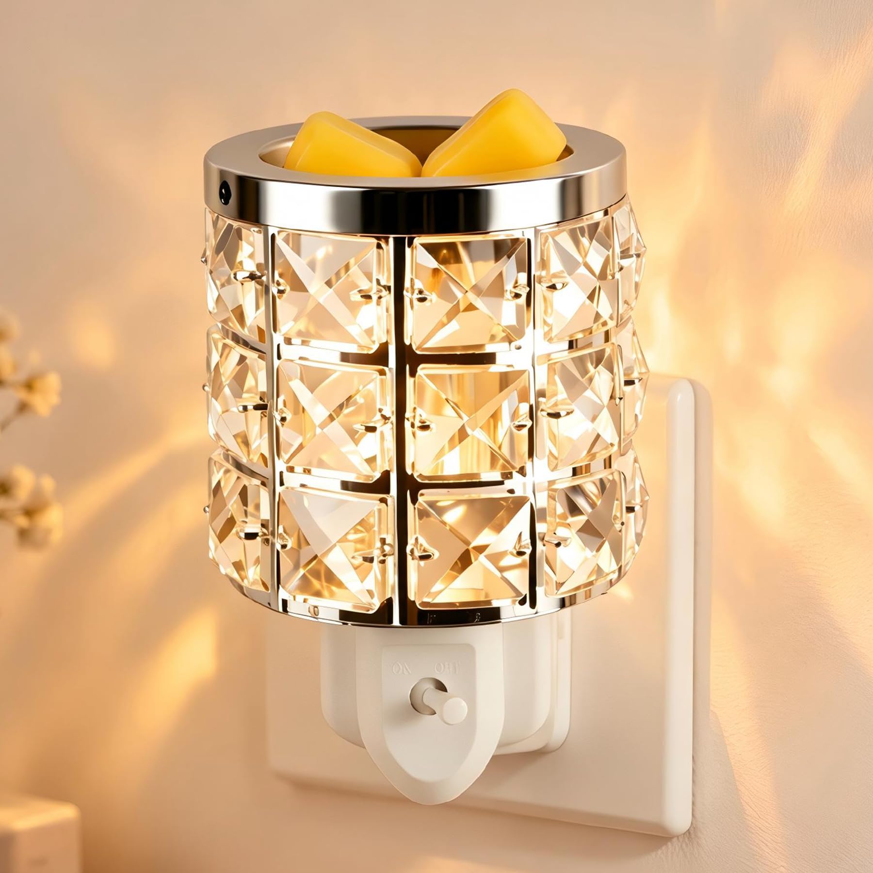 Plug in Wax Melt Burners,Crystal Wax Burner Electric Silver