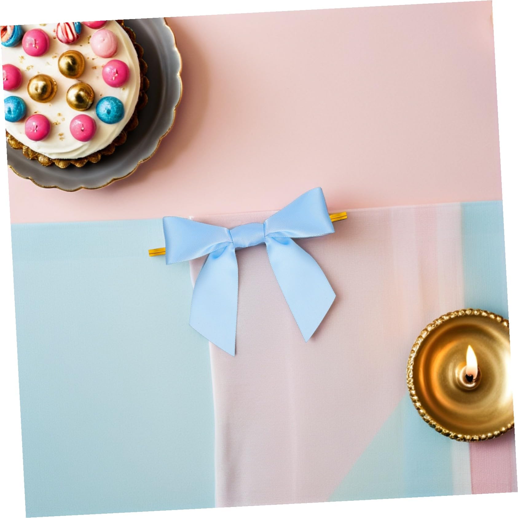 100 Pezzi Fiocchi Mini Pre-legati Azzurri per Confezioni Regalo Decorazioni per Sacchetti e Accessori Te Fiocchi con Filo per Chiusura Sacchetti e Decorazioni per Feste e Matrimoni