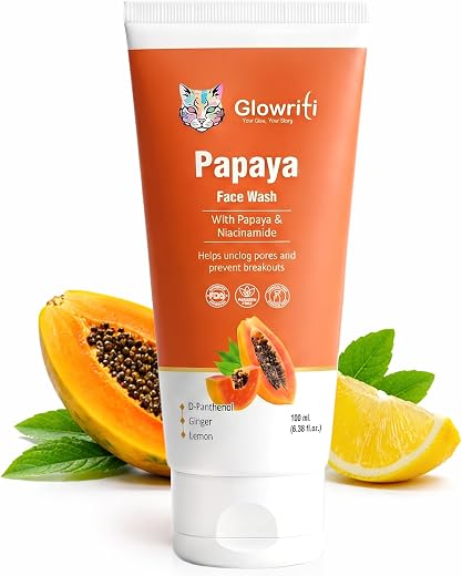 Papaya Deep Cleanse Face Wash with Niacinamide &amp; D-Panthenol | Gentle Exfoliation for Glowing Skin | Ginger Extract for Ac...