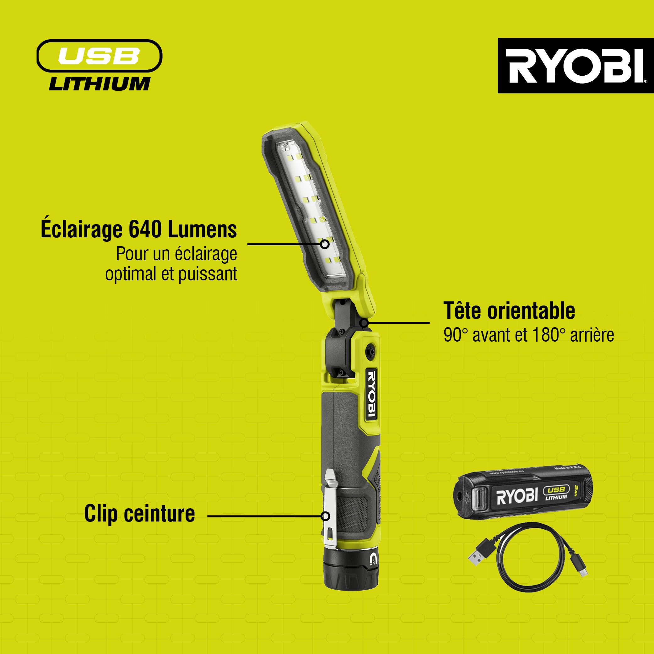 Ryobi Rli4-120G Lampa Robocza, Czarny/Zielony, 35 x 8 x 10 cm