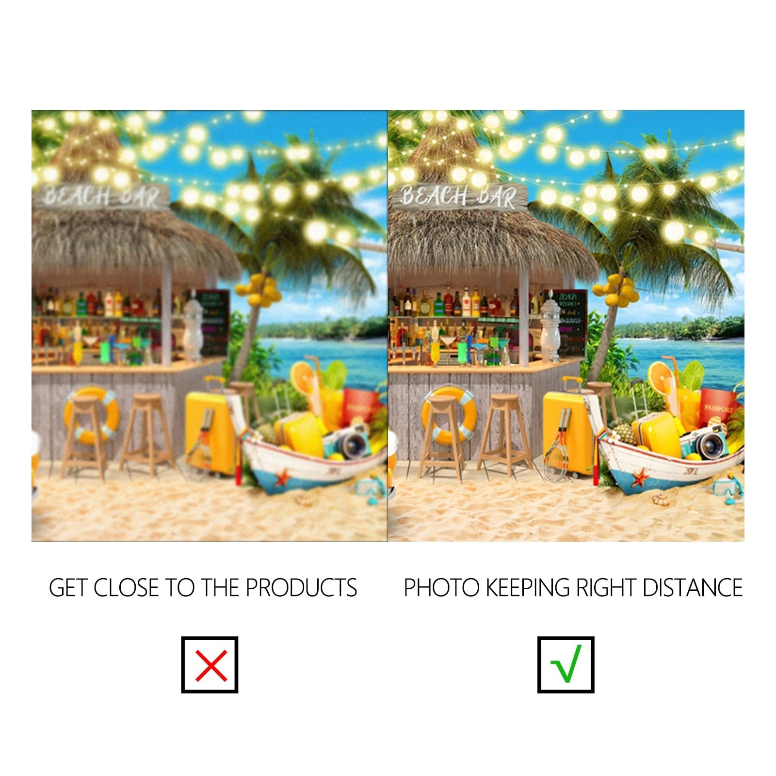 YongFoto 2,2x1,5m Sommer-Strand-Kulisse Bar Auto Bote Árbol de Coco Brillantina Tropical Fondo para fotografía Vacaciones Hawai Cartel de cumpleaños para niños Boda Ducha Nupcial Camping Foto Prop