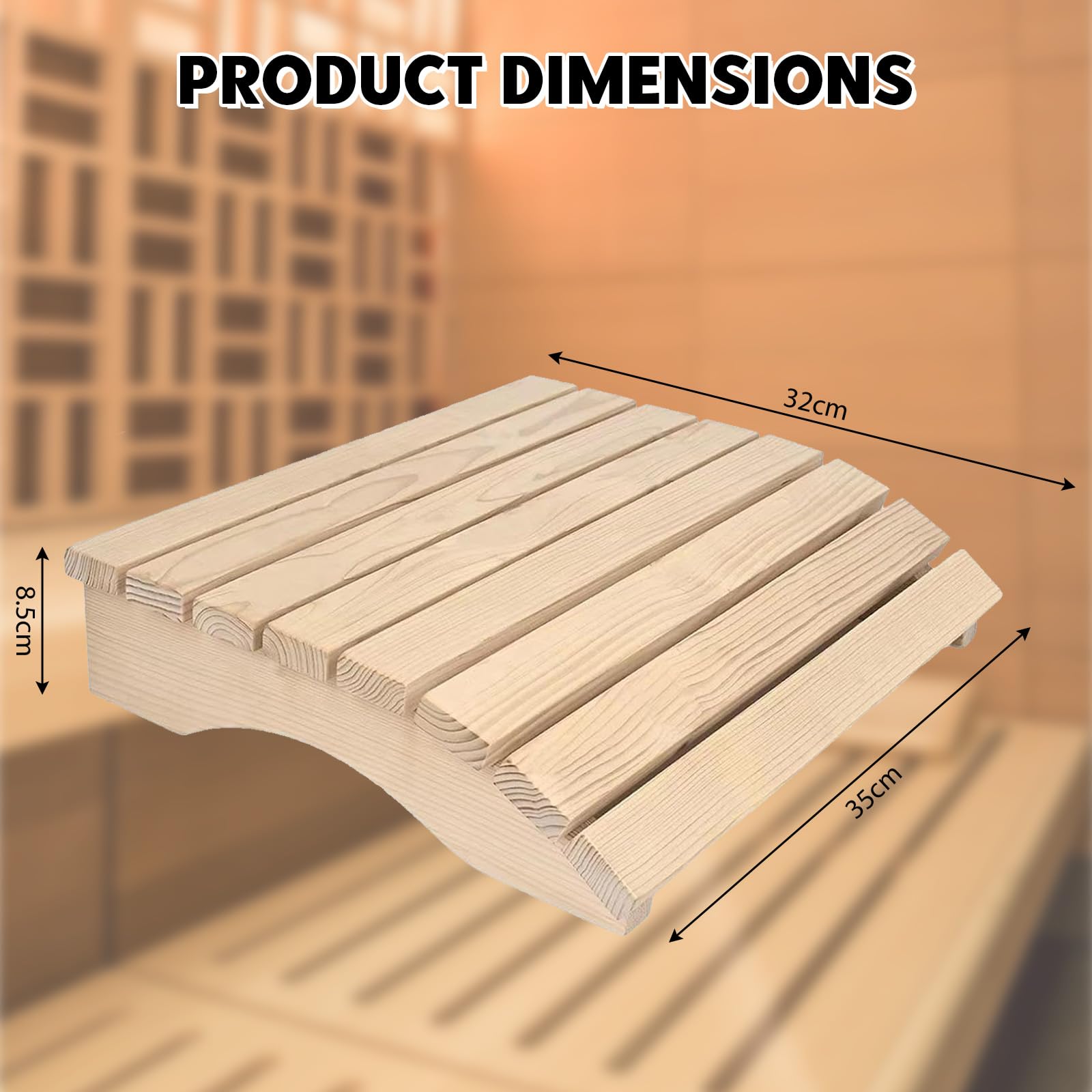Appuie-tête ergonomique en bois durable pour sauna - Coussin de sauna - Accessoire sauna 35 x 32 x 8,5 cm