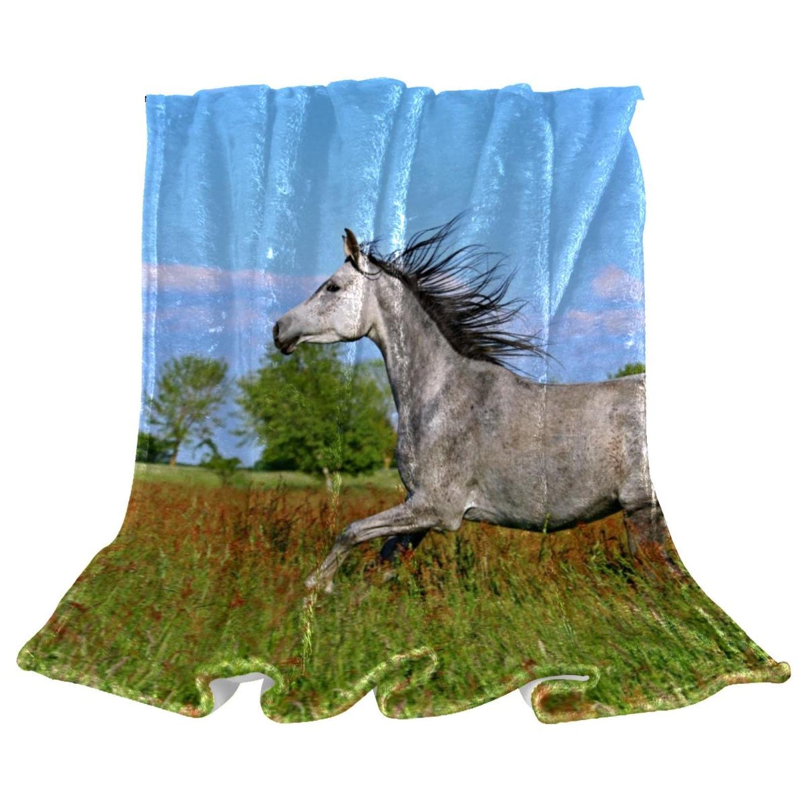 Couverture de sieste douce motif chevaux pour canapé et lit de chambre