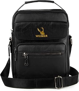 Borsa a Tracolla Da Uomo Borsa a Tracolla Multifunzionale Borsa a Tracolla Casual di Grande Capacità Borsa a Tracolla Impermeabile da Lavoro Borsa Da Uomo,Nero,Taglia Unica