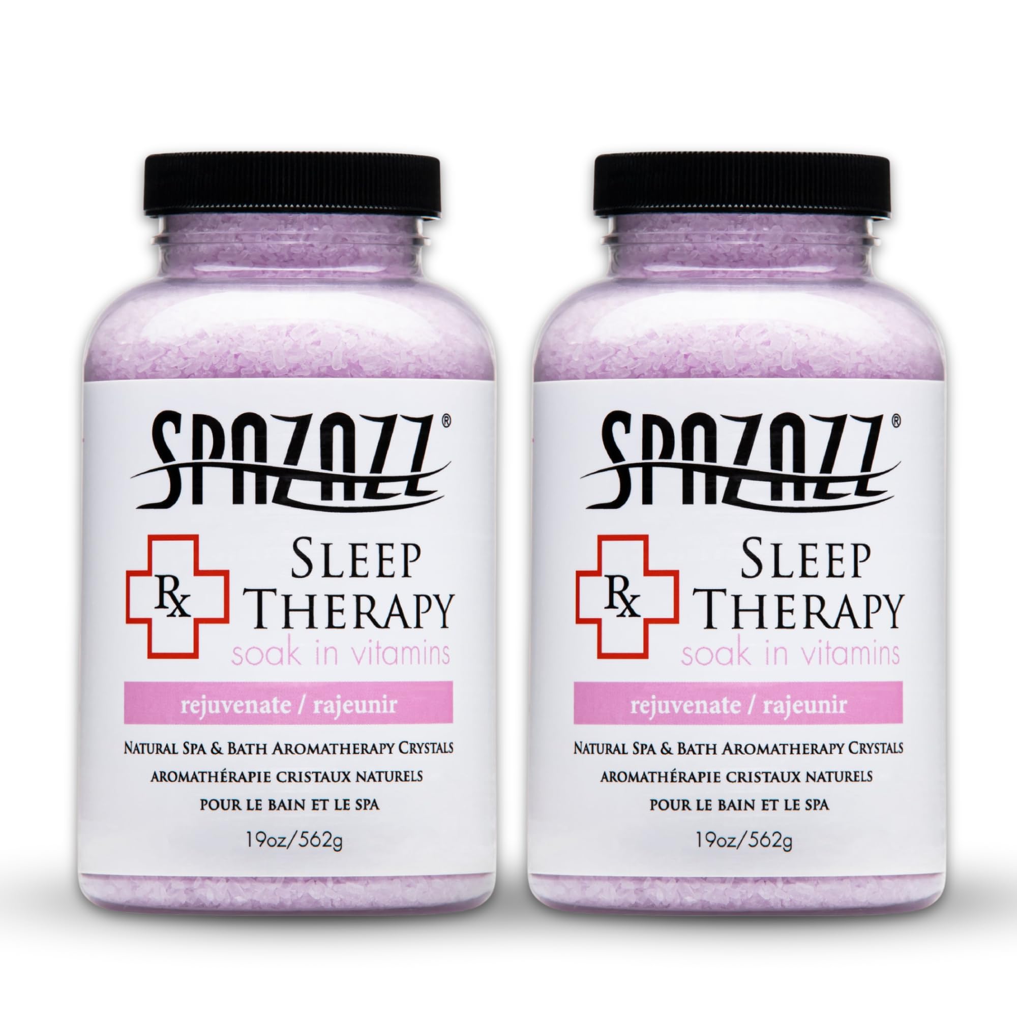 Spazazz RX Sleep Therapy Aromatherapy Bath Salt Crystals 2-Pack (19 Oz Each) - Spazazz Aromatherapy Bath Salts for Hot Tubs & Baths, Safe for All Spas