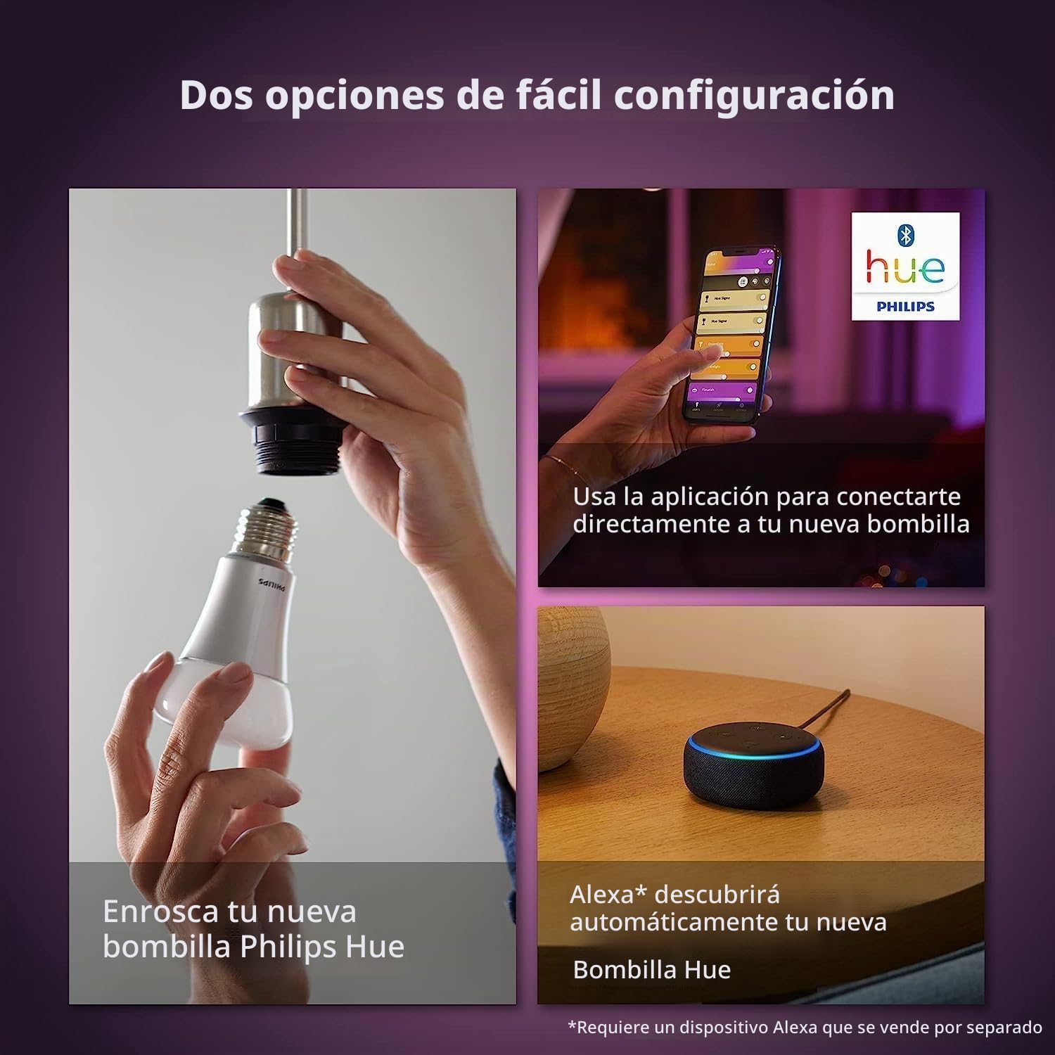 Philips Hue - Bombilla LED Inteligente, GU10, Luz Blanca y de Colores, 4.3W 350 Lumens, Compatible con Alexa y Google Home - Pack de 2 Bombillas LED inteligentes