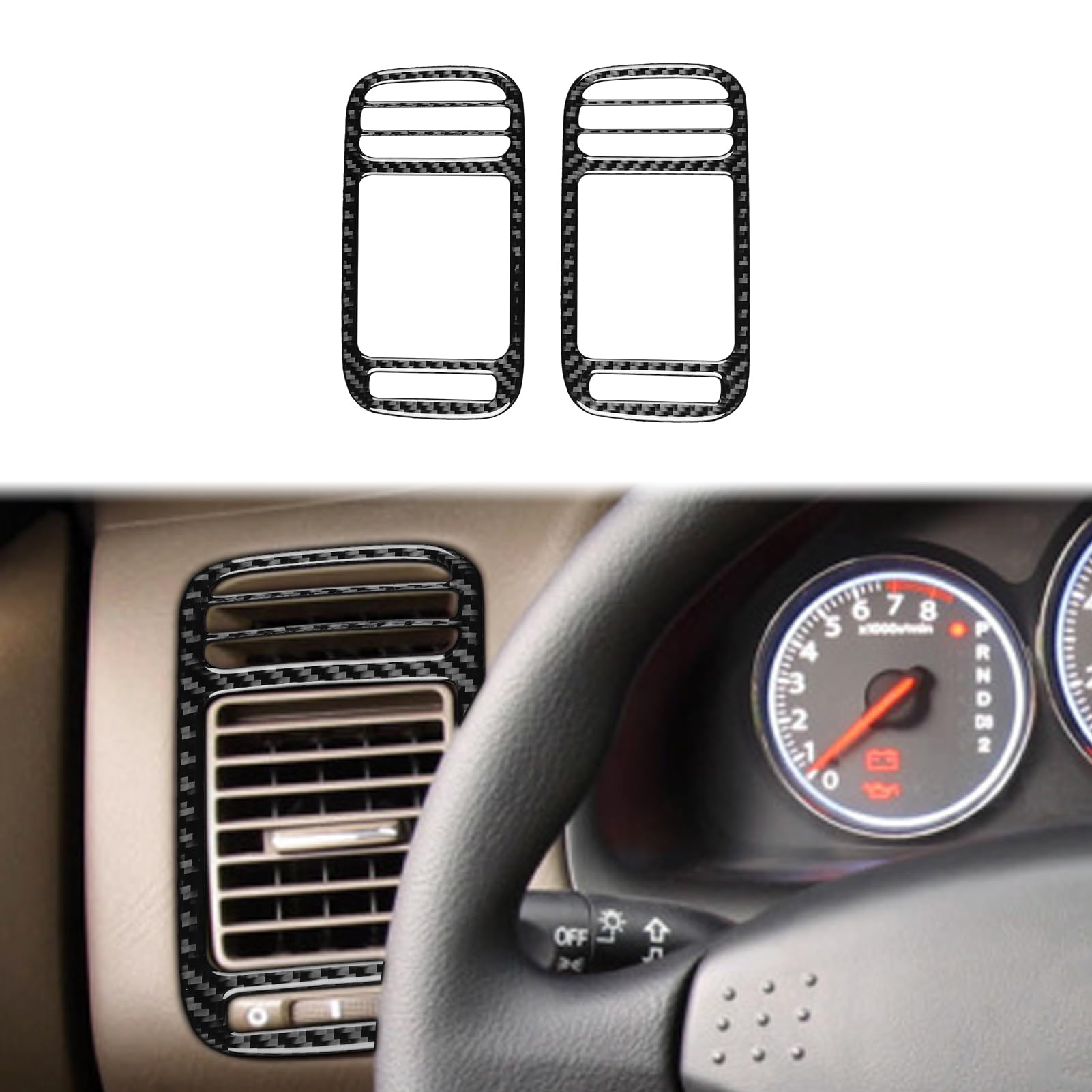 Real Premium Carbon Fiber Compatible with Honda Civic 2003 2004 2005 Accessories Car Left and Right Vents Cover Sticker Decal Interior Trim