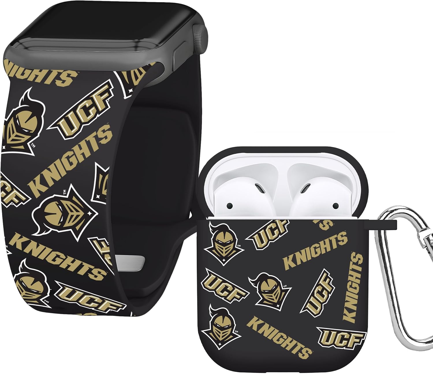 AFFINITY BANDS Central Florida Knights HD Combo Package Compatible with Apple Watch and AirPods Gen 1 & 2 (42/44/45/49mm (46mm Series 11) Long Random)