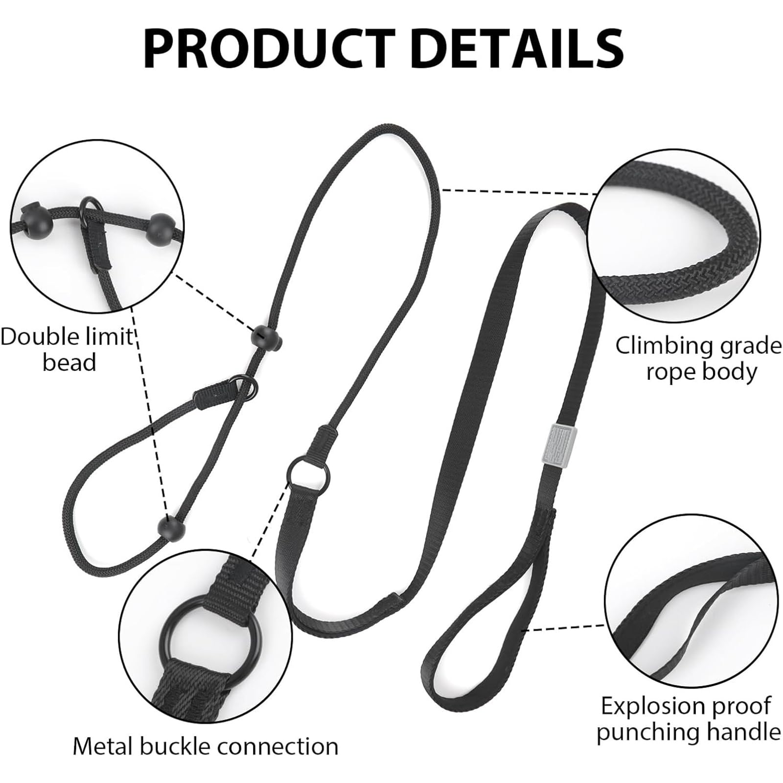 Addein Dog Slip Lead, Nylon Dog Rope Leash & Collar, Anti-Choking Training Rope for Outdoor Puppy Small Medium Large Dogs - Image 2