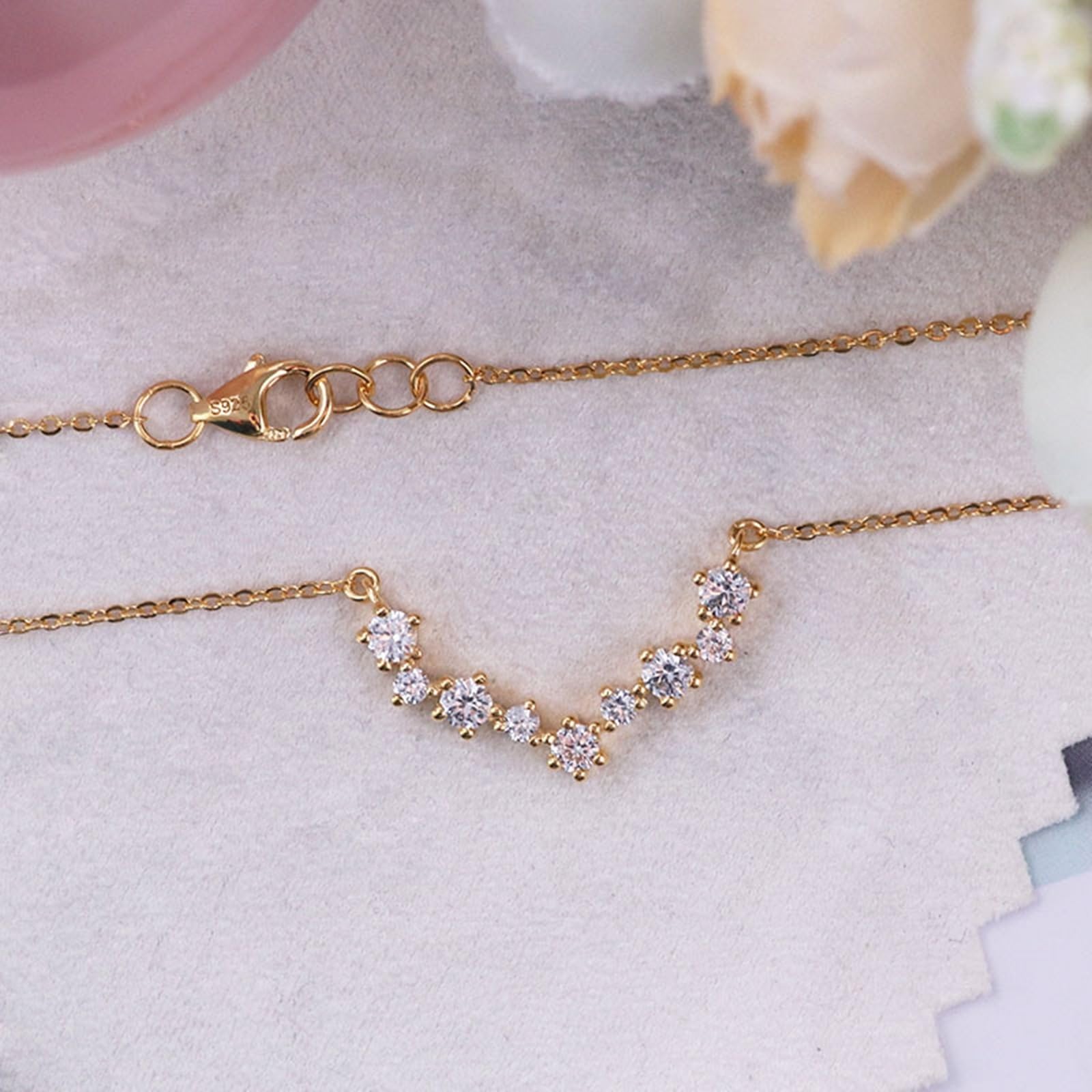 Epinki Collar Boda Oro 9K/14K/18K para Mujer, Moissanita Blanca Redonda Sencillo Piedra Colgante Joyeria Cadena 40+5CM