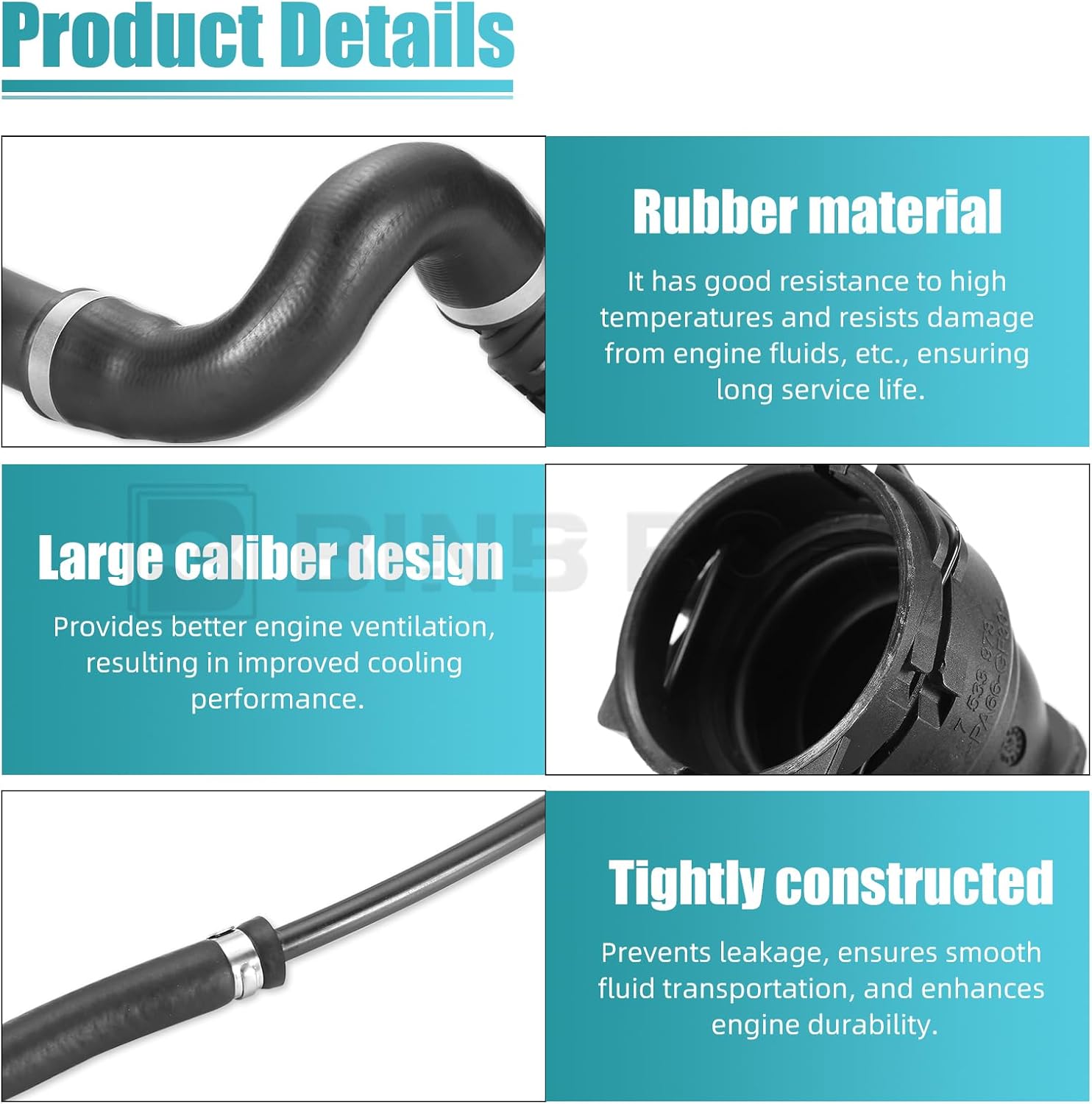 1 Set Lower Upper Radiator Coolant Hose & Vent Hose Kit Compatible with BMW 128i 325i 328i 330i 2006-2013 (Replaces 17127618510 + 17127531579 + 17127531581)