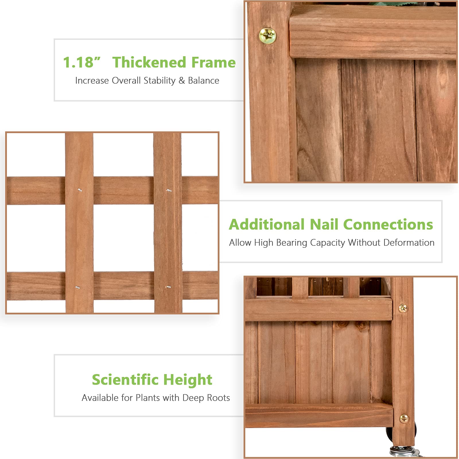 Amazon.com: Giantex Set of 2 Mobile Plant Raised Bed, Wood Planter with  Lattice Trellis and Wheels, Flower Box for Plant Climbing, Vertical Garden  for Balcony Patio Yard, 25"x11"x 50" : Patio, Lawn