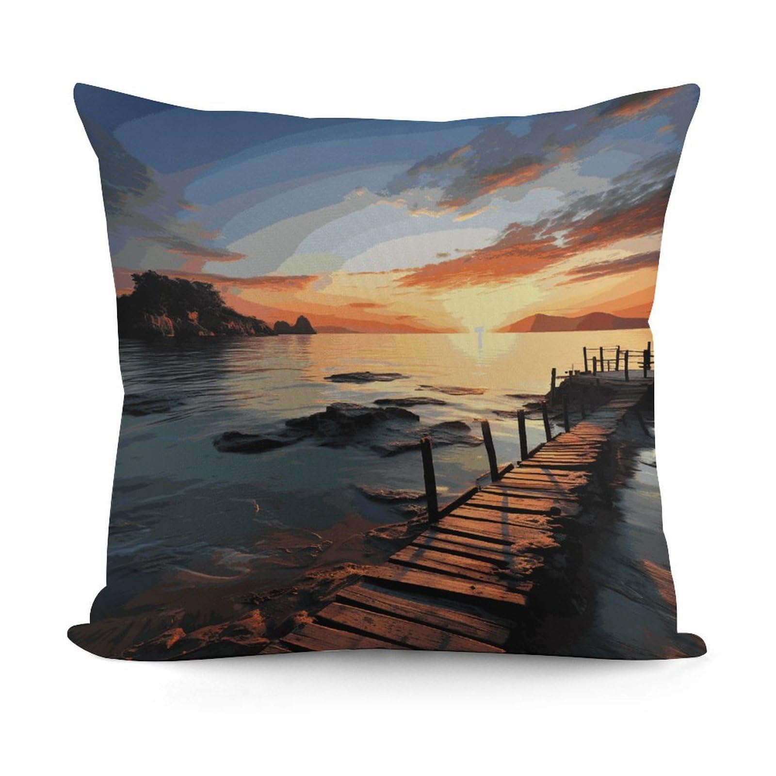 Adfgyerh Style Seascape Sunset Ocean Beach Decorative Pillow Covers, Throw Pillow Covers Soft For All Seasons, Pillowcases For Couch Living Room Sofa Bedroom 18X18 Inch