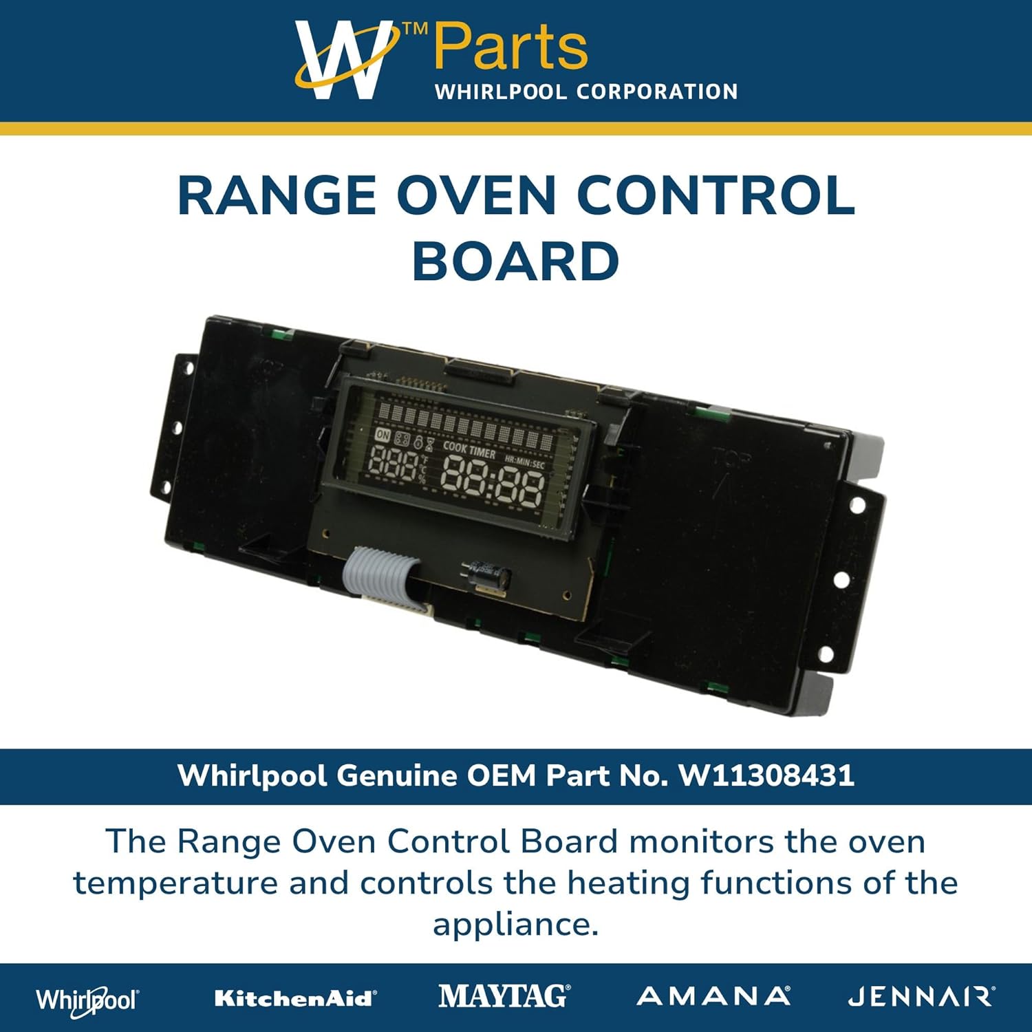 Whirlpool W11308431 Genuine OEM Range Oven Control Board Replacement Part - Replaces W10828144, W10871200, and W10900999