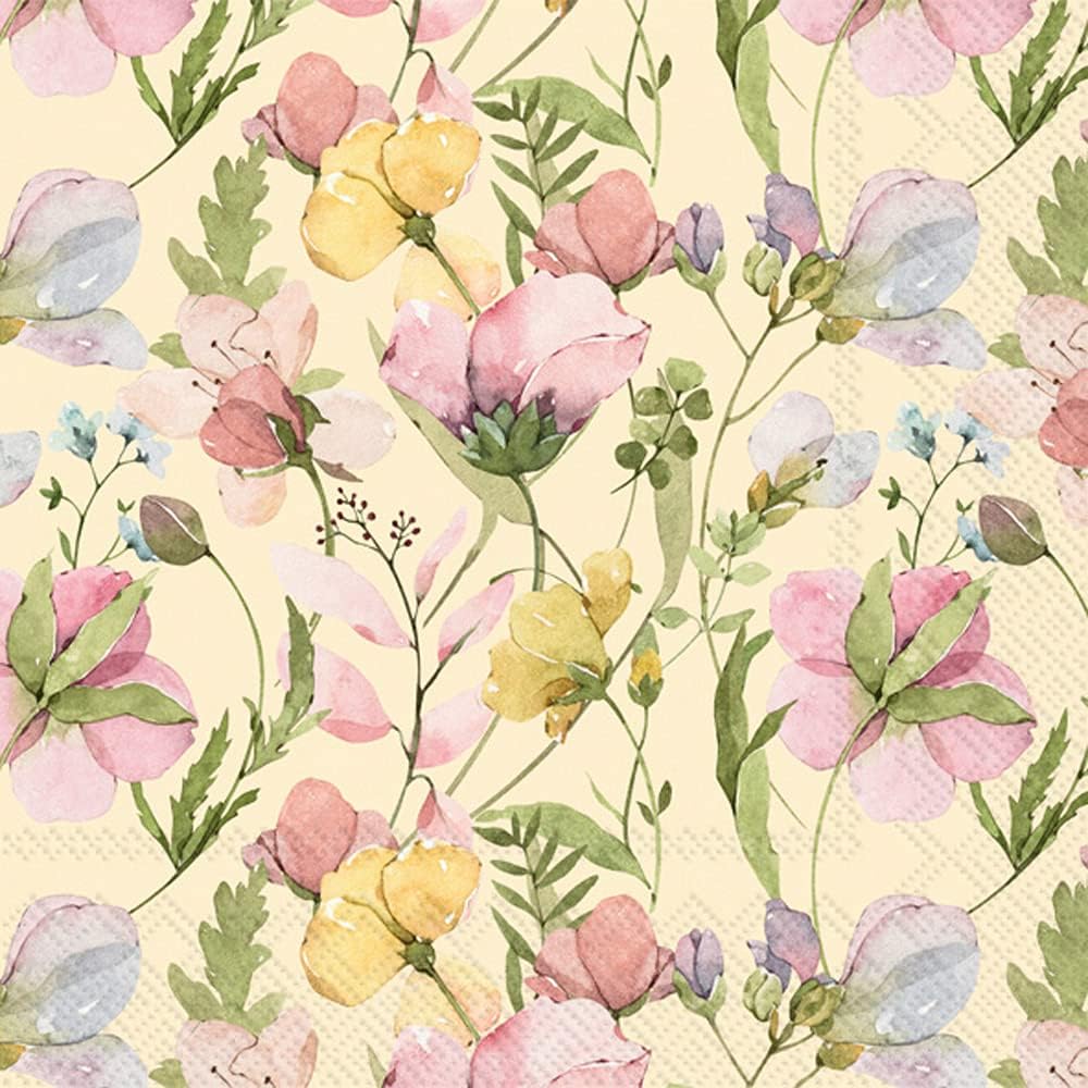 Boston International IHR 3-Ply Paper Napkins, 20-Count Lunch Size, Naima Cream