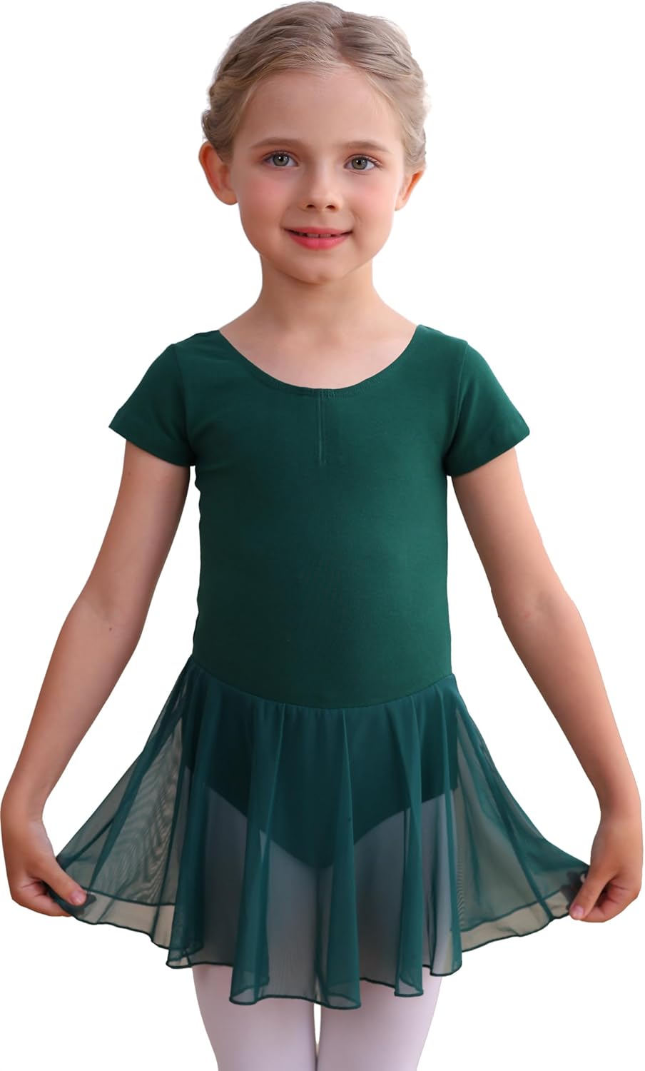 MdnMd Toddler Ballet Leotards for Girls Dance Leotards with Skirt Gymnastic Ballerina Outfit Dress Classic Short Sleeve