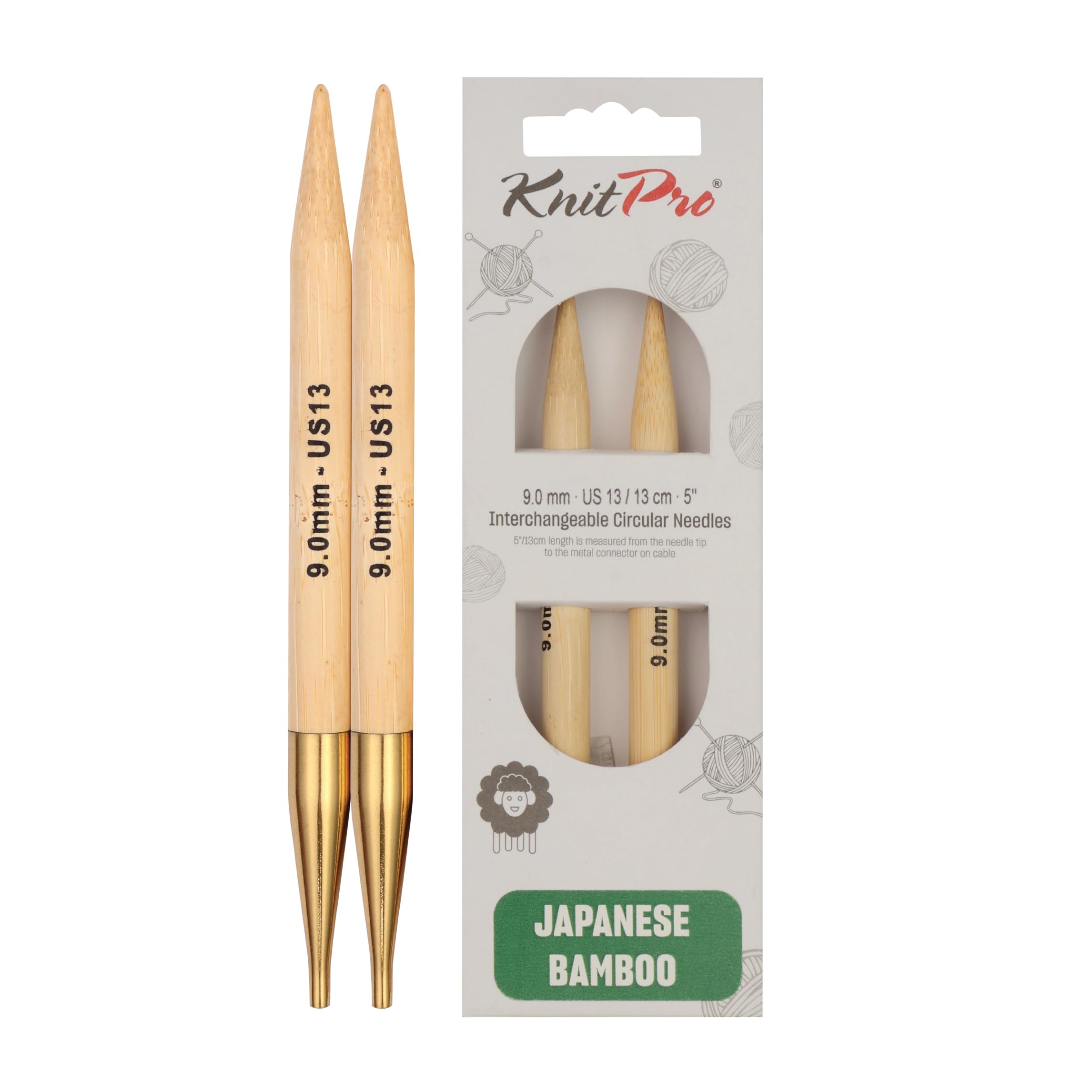 KnitPro Bamboo interchangeable needle tips 9.00mm - 3pcs