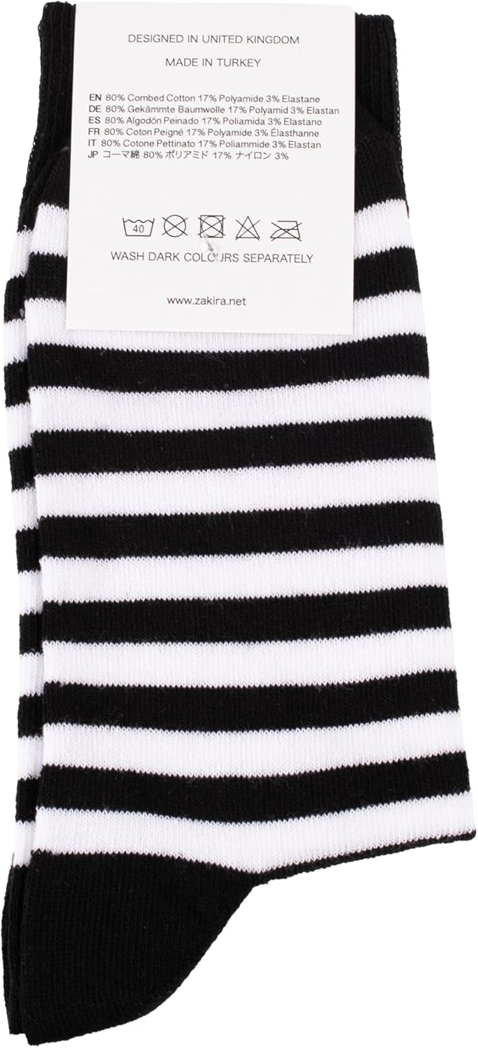ZAKIRA Finest Combed Cotton Striped Dress Socks for Men, Women - 5 Pack - Image 5