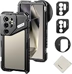 NEEWER S24 Ultra Cage téléphonique avec 67mm Adaptateur de filtres, 17mm Adaptateur d'objectifs, adaptateur de fixation T, tenue de nettoyage, stabilisateur Rig vidéo Smartphone Compatible avec Samsung Moment T Series Objectifs, PA042