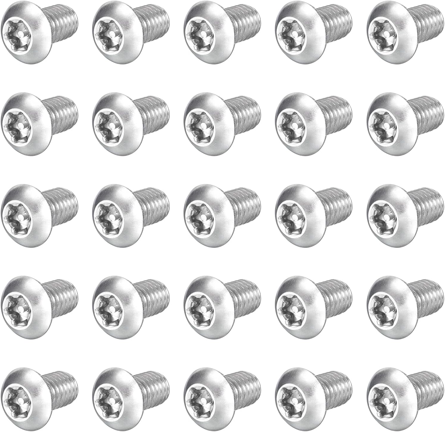 uxcell 25Pcs Torx Security Machine Screws, 3/8-16 x 1/2" 304 Stainless Steel Tamper Resistant Button Head Screws Bolt Full Thread for Anti-Theft Tamper Proof, Silver Tone