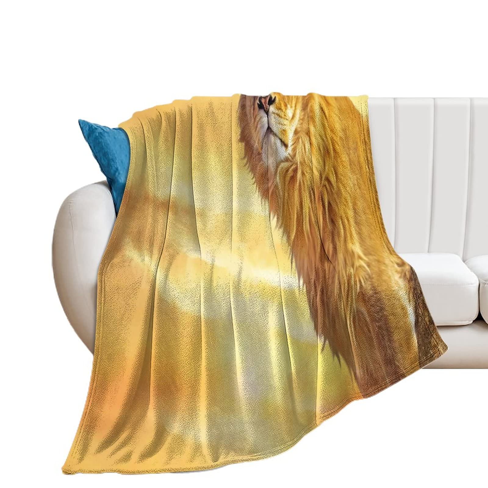 Couverture en polaire lion abstrait 130x150cm jet de lit plaid doux
