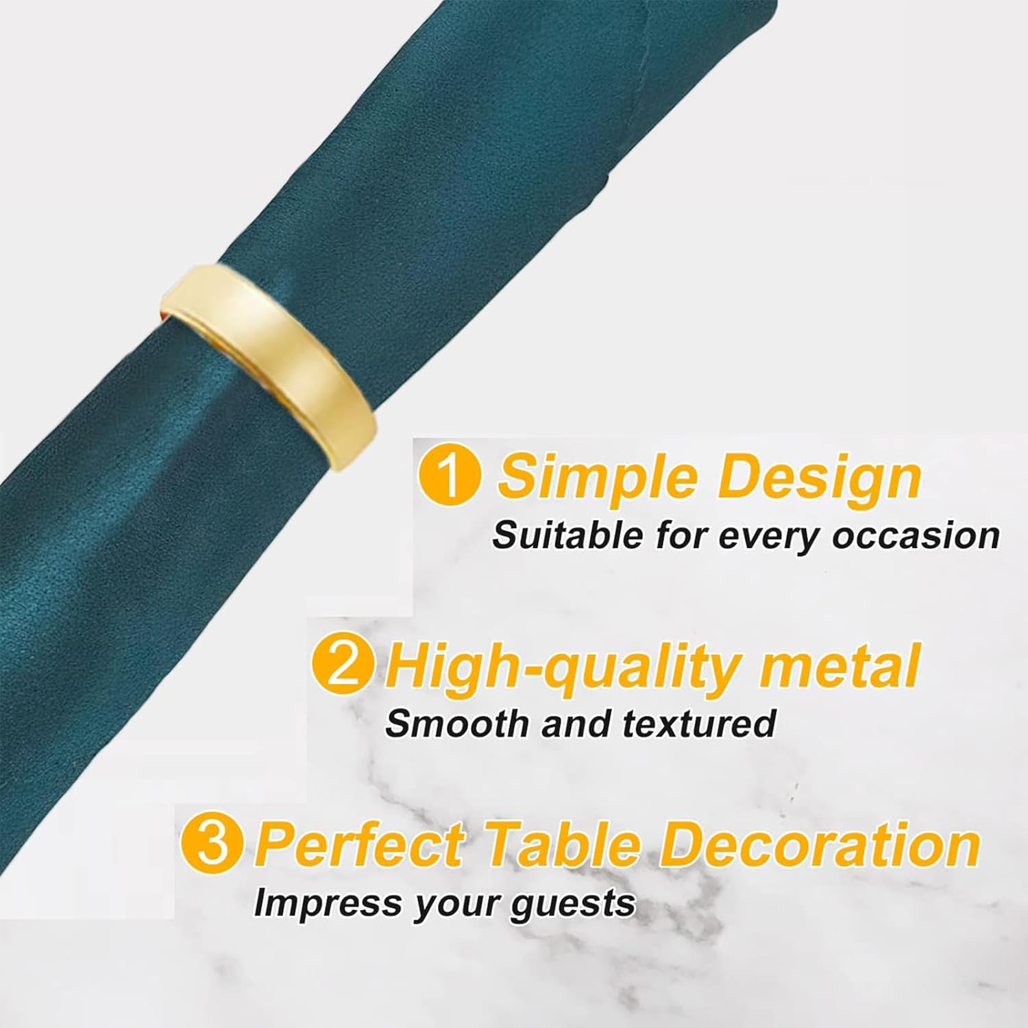 32 Pcs Matt Gold Napkin Rings - Metal Napkin Ring,Stainless Steel Napkin Rings for Table Settings Wedding Christmas Party Dinner Table(Semicircle)