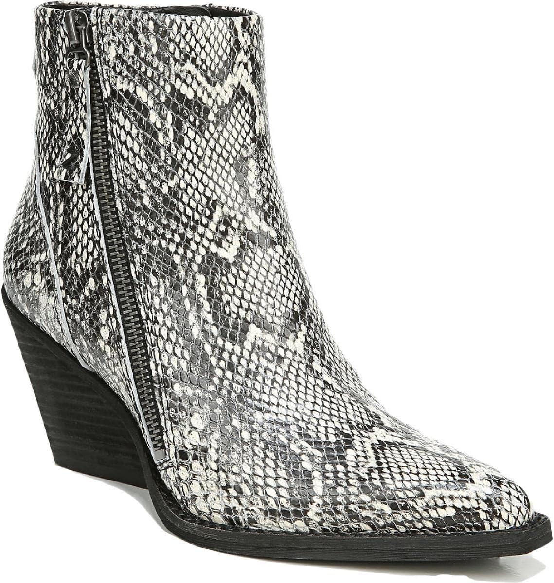 ZODIAC Womens Ramona Snake Print Leather Booties B/W 7 Medium (B,M)
