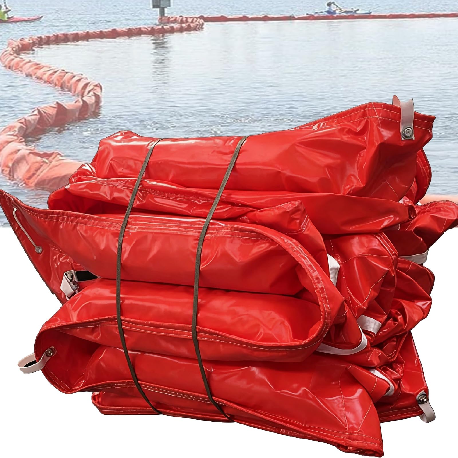 DUANHOZ Industrial PVC Floating Oil Boom, Reusable Aquatic Plant Barrier for Emergency Response and Debris Interception, Marine Pier Dock and Waterway Protection