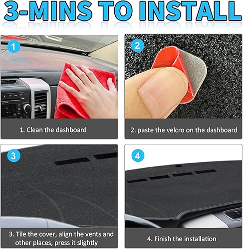 Miniatura 6 de POSAID Cubierta de salpicadero para Dodge Ram 1500 2500 3500, ajuste personalizado, protector de tapete de salpicadero Dodge Ram 2010-2018, gris