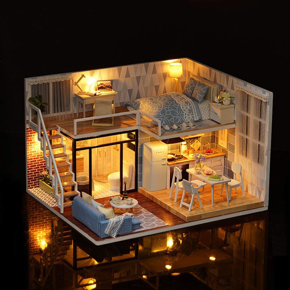 Fabater Puzzle in Legno 3D per Casa delle Bambole Kit Casa delle Bambole Fai-da-te con Mobili, Giocattolo Educativo Fatto a Mano, Miglior Regalo per Ragazze, attività Divertente per la Famiglia