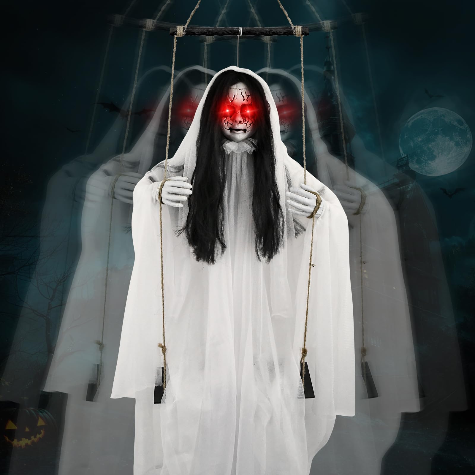Scary Swinging Girl Halloween Decor