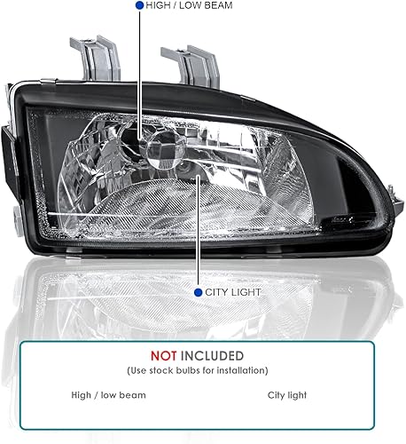 Miniatura 3 de Spec-D Tuning Faros delanteros negros + luces de esquina ámbar compatibles con Honda Civic EG 4Dr Sedan L+R 1992-1995, conjunto de lámparas de cabeza