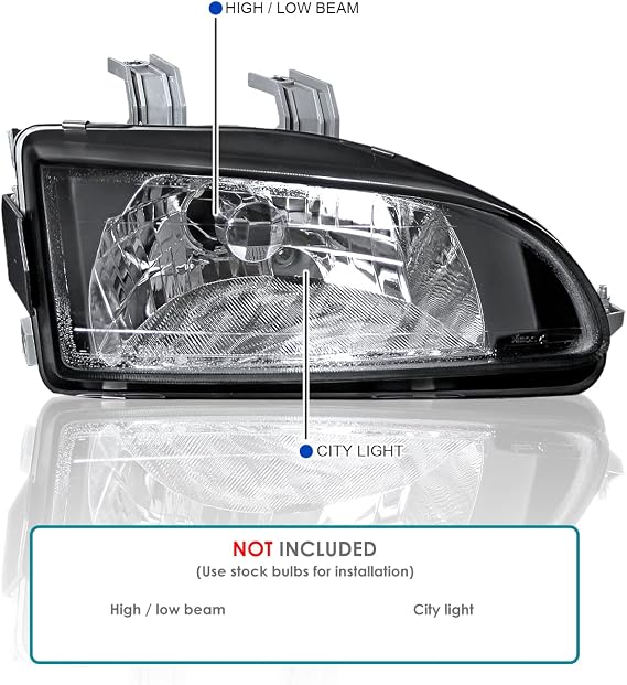 SPEC-D TUNING Black Headlights + Amber Corner Lights | For 1992-1995 Honda Civic EG 4Dr Sedan