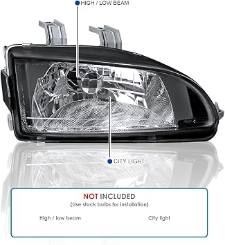 SPEC-D TUNING Black Headlights + Amber Corner Lights | For 1992-1995 Honda Civic EG 4Dr Sedan