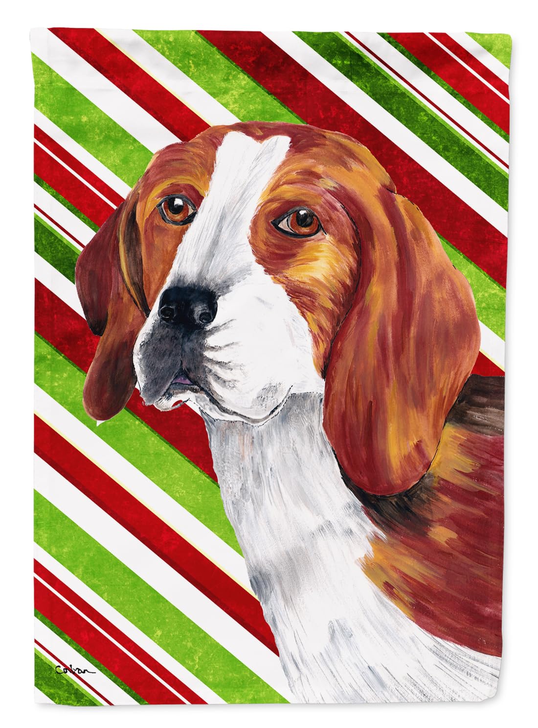 Drapeau de jardin Beagle de Noël petit format multicolore