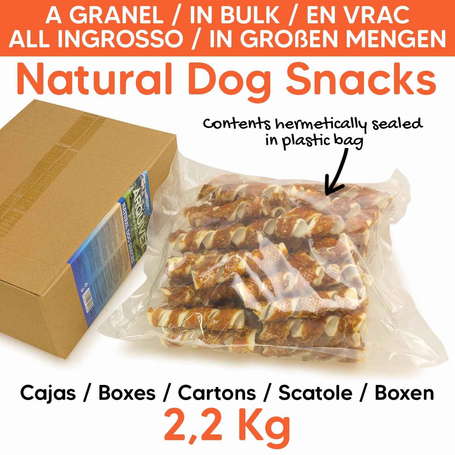 Espiral Masticable Pollo (A Granel - 2,2 Kg) - Snacks Naturales para Perros