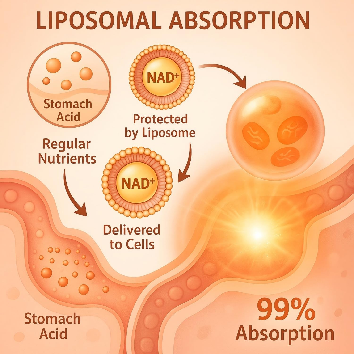 1500 MG Liposomal NAD+, 98%+ Absorption, NAD+ Supplement for Women & Men with TMG, for Aging Defense, Cellular Energy, Heart & Brain Function, Longevity, 60 Softgels - Image 3