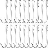 Ouligay 20 Pack Stainless Steel J Hooks for Wire Shelving - Grid Wall Hooks, Sink Hangers for Kitchen, Office, Bedroom Organization (Silver)