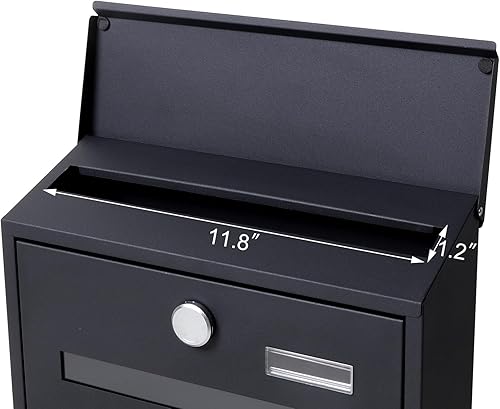 Miniatura 47 de Jssmst - Buzón con cerradura montado en vertical en la pared - Buzones con cerradura de llave de gran capacidad, 14.3 x 4.1 x 11.8 pulgadas